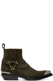 Balenciaga - Bottes en suède à harnais brunes Santiag
