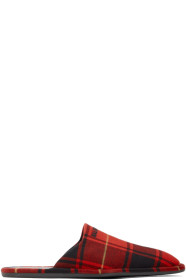 Balenciaga - Red & Black Tartan Cosy Mules