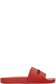 Balenciaga - Sandales à enfiler en caoutchouc à logo rouges et noires