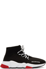 Balenciaga - Black & Red Speed Lace-Up Sneakers