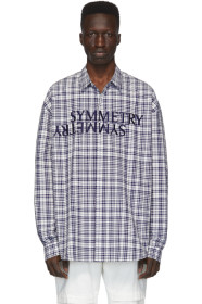 Juun.J - ネイビー チェック Symmetry シャツ