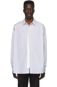 Juun.J - Navy & White Striped Shirt