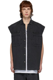 Juun.J - Black Denim Sleeveless Shirt