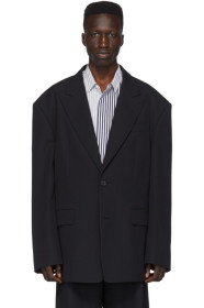 Juun.J - Navy Wool Twill Blazer