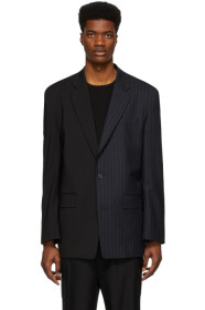 Juun.J - Black Colorblocked Pinstripe Blazer