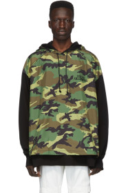 Juun.J - Black & Camo Satin Hoodie