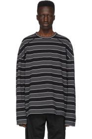 Juun.J - Black Striped Long Sleeve T-Shirt