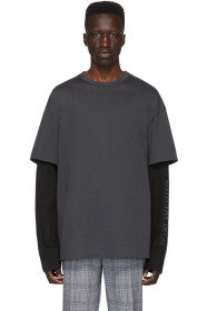 Juun.J - Grey & Black Layered Long Sleeve T-Shirt