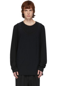 Juun.J - Black Double Layer Long Sleeve T-Shirt