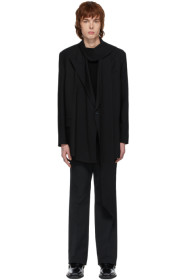 Mugler - Black Wool Scarf Blazer