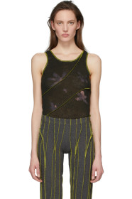 Helenamanzano - Grey & Green Twist 3D Stripe Tank Top