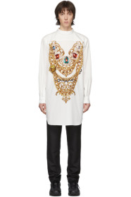 Comme des Garçons Homme Plus - White C-Pattern Pearl Embroidery Shirt