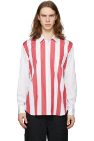 Comme des Garçons Homme Plus - ホワイト & レッド ブロード ストライプ シャツ
