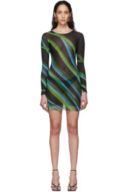 Louisa Ballou - SSENSE Exclusive Black Low-Tide Double Layer Mesh Dress