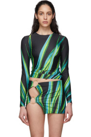 Louisa Ballou - SSENSE 限定 ブラック サーフ ロング スリーブ ビキニ トップ