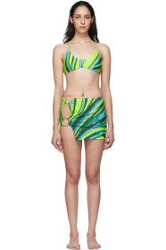 Louisa Ballou - SSENSE Exclusive Green & Blue Skirt Bikini Set