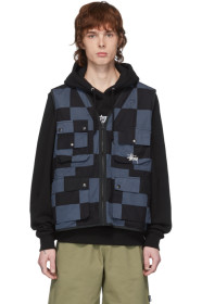 Stussy - Black & Navy Check Utility Vest