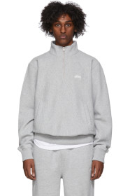 Stussy - Grey Stock Logo Mock Sweatshirt