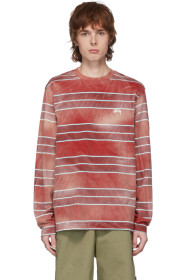 Stussy - Red Bleached Stripe Long Sleeve T-Shirt
