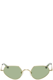 Dries Van Noten - Gold & Green Metal Angular Sunglasses