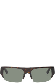 Dries Van Noten - Tortoiseshell & Green Linda Farrow Edition Bridge Sunglasses