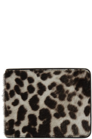 Dries Van Noten - Portefeuille à deux volets blanc cassé et brun Animal