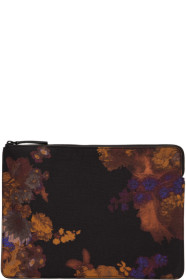 Dries Van Noten - Pochette pour ordinateur portable fleurie noire et multicolore