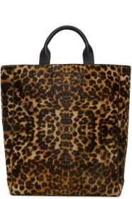 Dries Van Noten - Cabas à motif léopard brun et noir