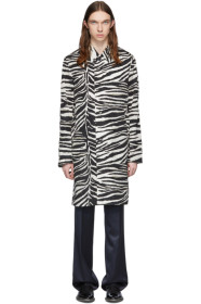 Dries Van Noten - Manteau à motif zébré noir et blanc