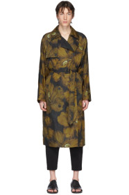 Dries Van Noten - Trench fleuri noir et jaune