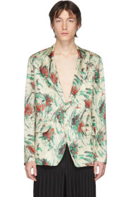 Dries Van Noten - Off-White & Multicolor Viscose Floral Blazer