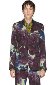 Dries Van Noten - Blazer en laine fleuri multicolore