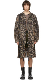 Dries Van Noten - Manteau long à motif léopard noir et brun