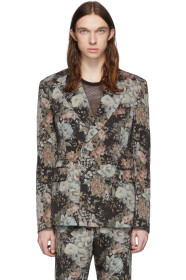 Dries Van Noten - Blazer à double boutonnage fleuri en laine multicolore