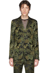 Dries Van Noten - Khaki Jacquard Floral Blazer