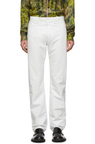 Dries Van Noten - Pantalon en cuir blanc