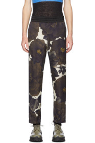 Dries Van Noten - 灰白色 & 绿色花卉松紧长裤