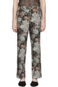 Dries Van Noten - Pantalon fleuri noir et vert