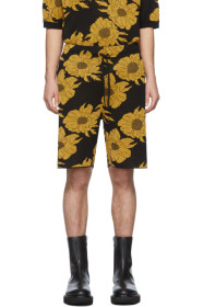 Dries Van Noten - Black & Gold Floral Knit Shorts