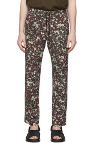 Dries Van Noten - 酒红色花卉抽绳长裤