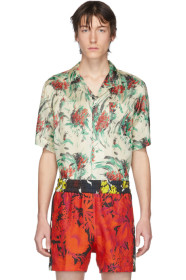 Dries Van Noten - Chemise fleurie à poche blanc cassé et multicolore