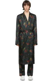 Dries Van Noten - Peignoir en satin fleuri multicolore