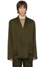Dries Van Noten - Khaki Satin Shirt Blazer
