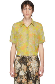 Dries Van Noten - Chemise à manches courtes fleurie jaune et orange