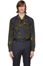 Dries Van Noten - Khaki & Navy Floral Shirt