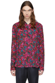 Dries Van Noten - Chemise fleurie rouge et mauve