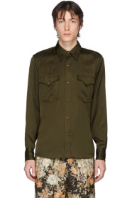 Dries Van Noten - Chemise en satin kaki