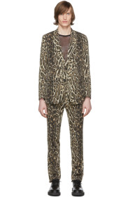 Dries Van Noten - Black & Beige Wool Leopard Suit