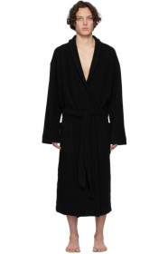 Dries Van Noten - Peignoir en revers de jersey bouclette noir