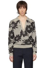 Dries Van Noten - Beige & Black Floral Knit Polo